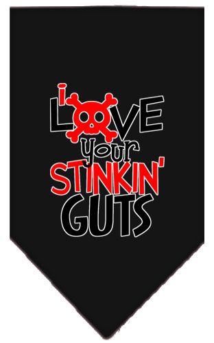 Love your Stinkin Guts Screen Print Bandana Black Large